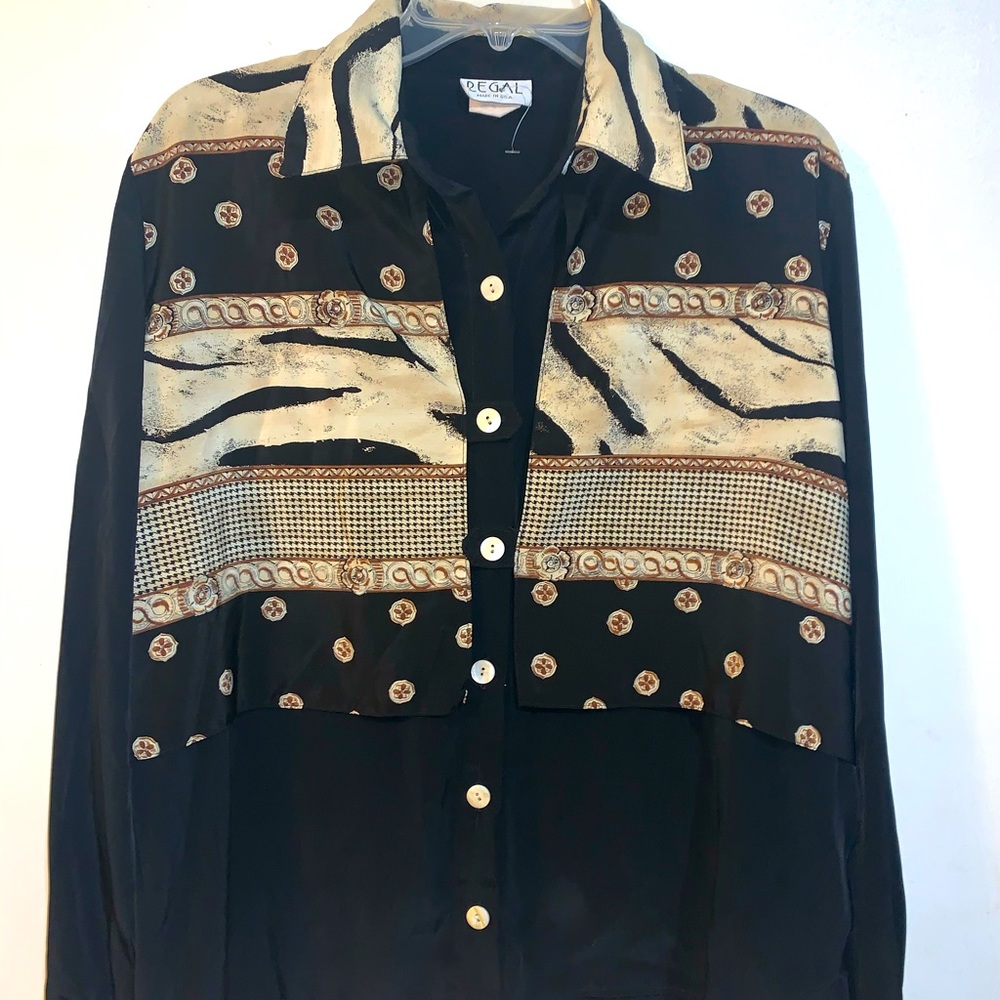 vintage long sleeve button up blouse top